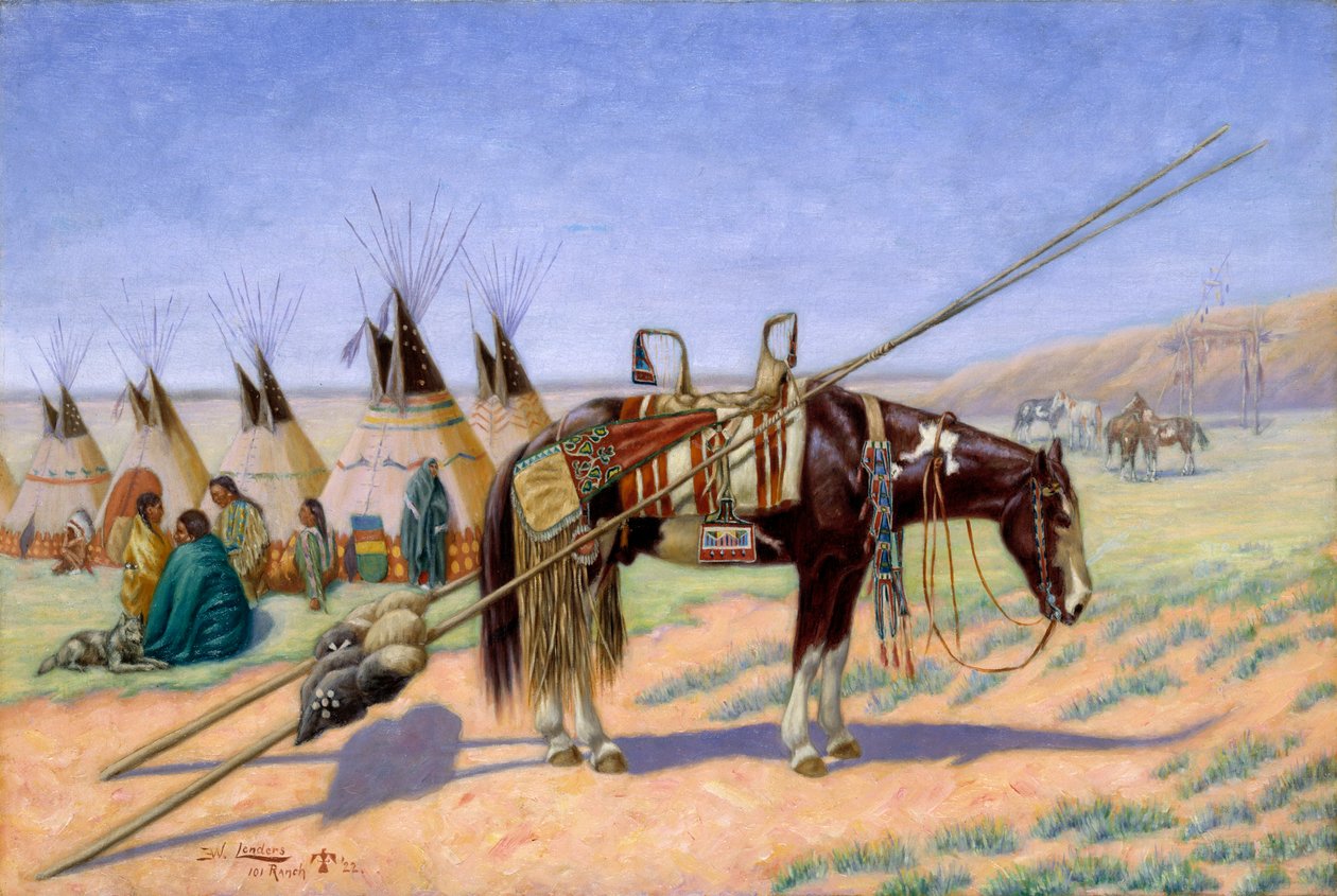 Indianere i lejren ved 101 Ranch, 1922. af Emil W. Lenders