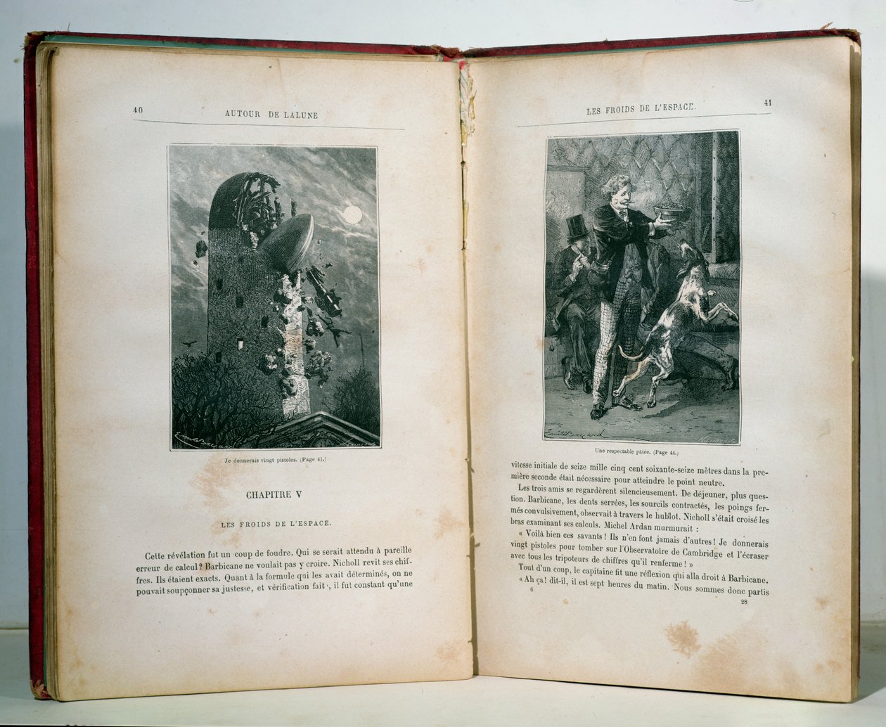 Illustrationer fra Månen Rundt af Jules Verne (1828-1905), udgaver Hetzel af Emile Antoine Bayard