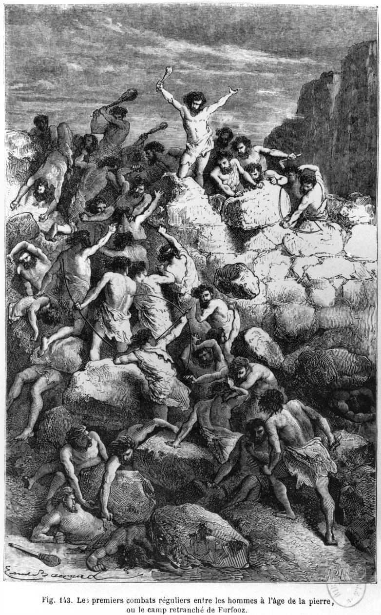 Stenalderens første kampe, illustration fra "L