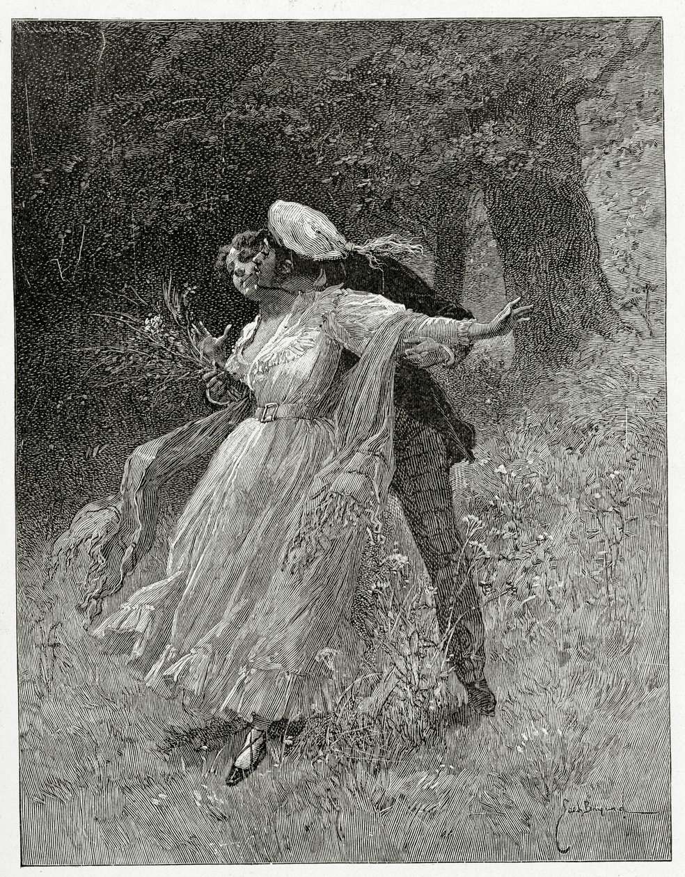 Ungdom, Les Chansons des Rues et des Bois, 1800-tallet (bw-gravering) af Emile Antoine Bayard