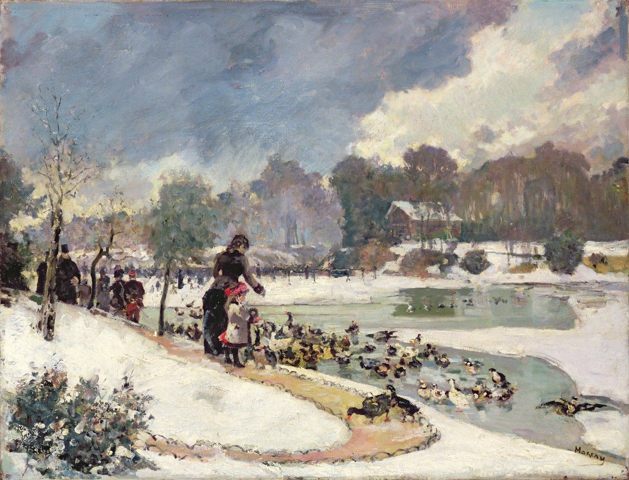 Ænder i Bois de Boulogne af Emile Antoine Guillier