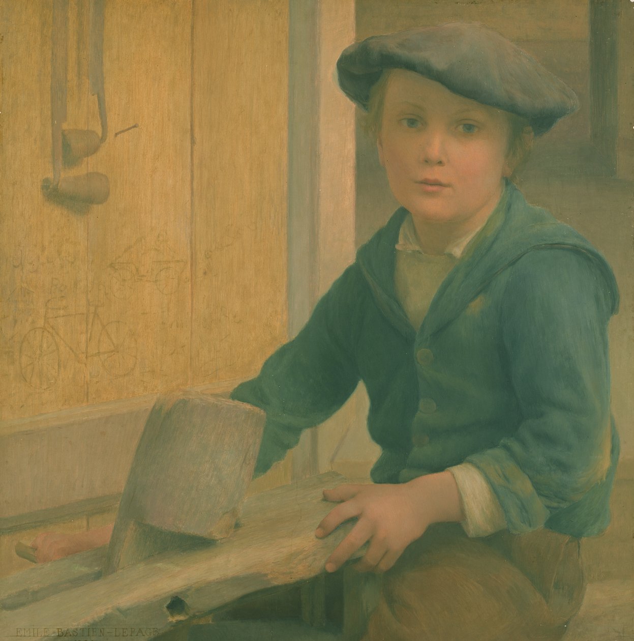 Den unge håndværker (Den unge mekaniker) 1901 (tempera på panel) af Emile Bastien Lepage