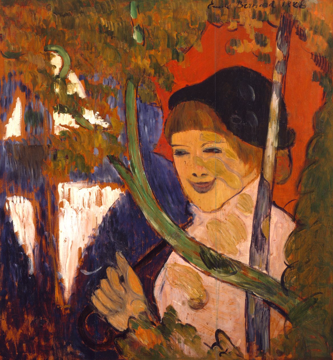 Bretonsk pige med en rød paraply, 1888 af Emile Bernard
