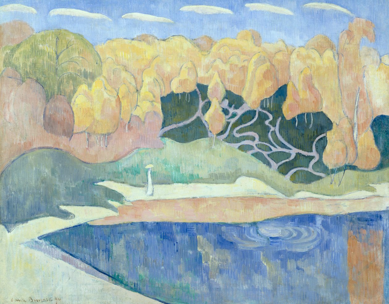 Kvinde, der går på bredden af Aven, 1890 af Emile Bernard
