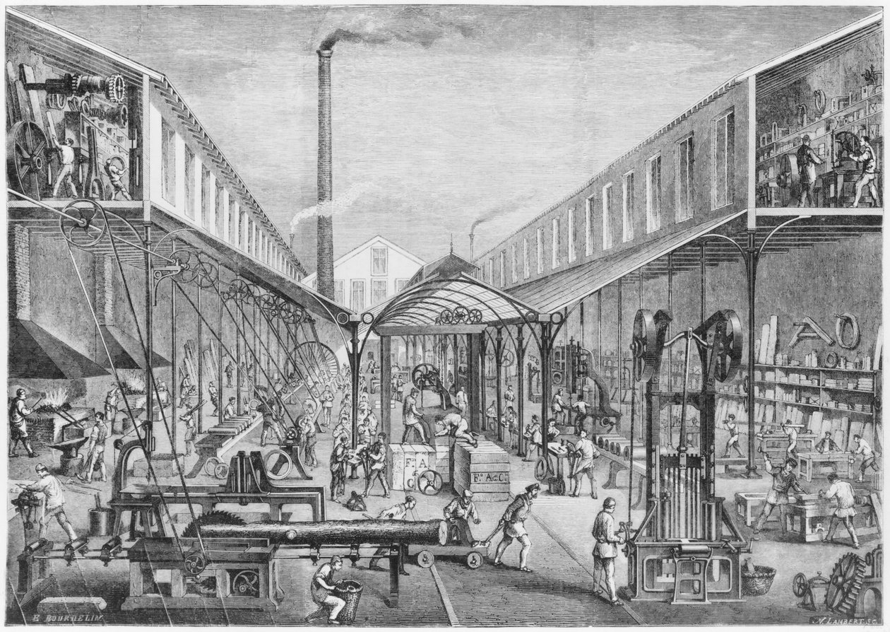 Store industrier, byggeværksteder, savværk og værktøjsmaskiner hos Arbey Company af Emile Bourdelin