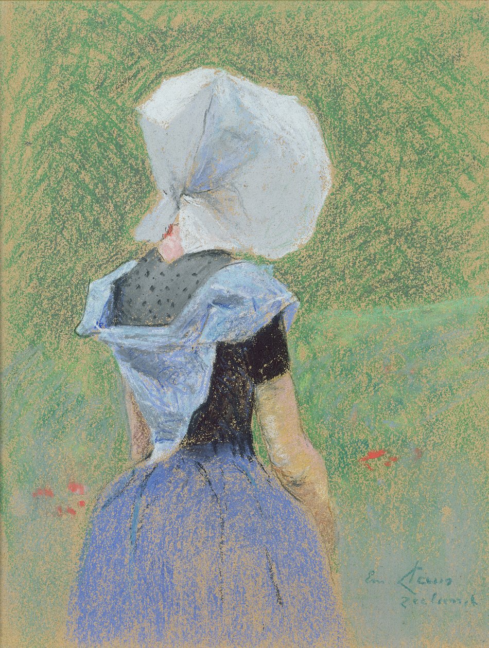 En ung pige fra Zeeland (pastel på papir) af Emile Claus