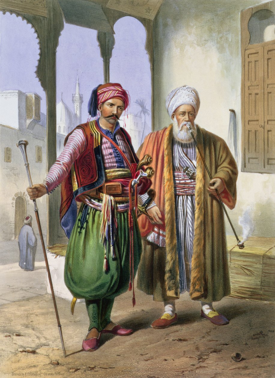 En janitsjar og en købmand i Cairo, illustration fra 
