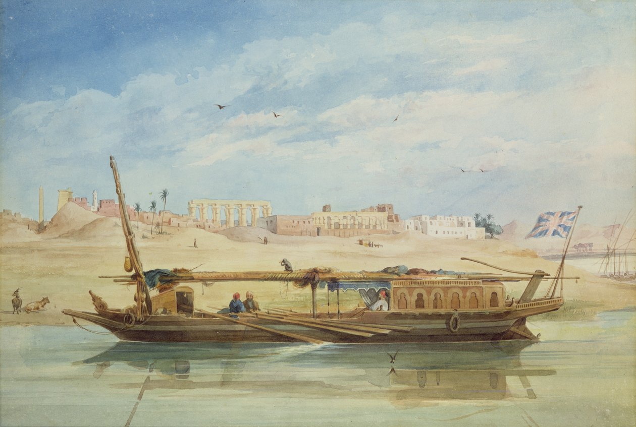 Kanga ved Nilen ved Luxor af Emile Prisse d