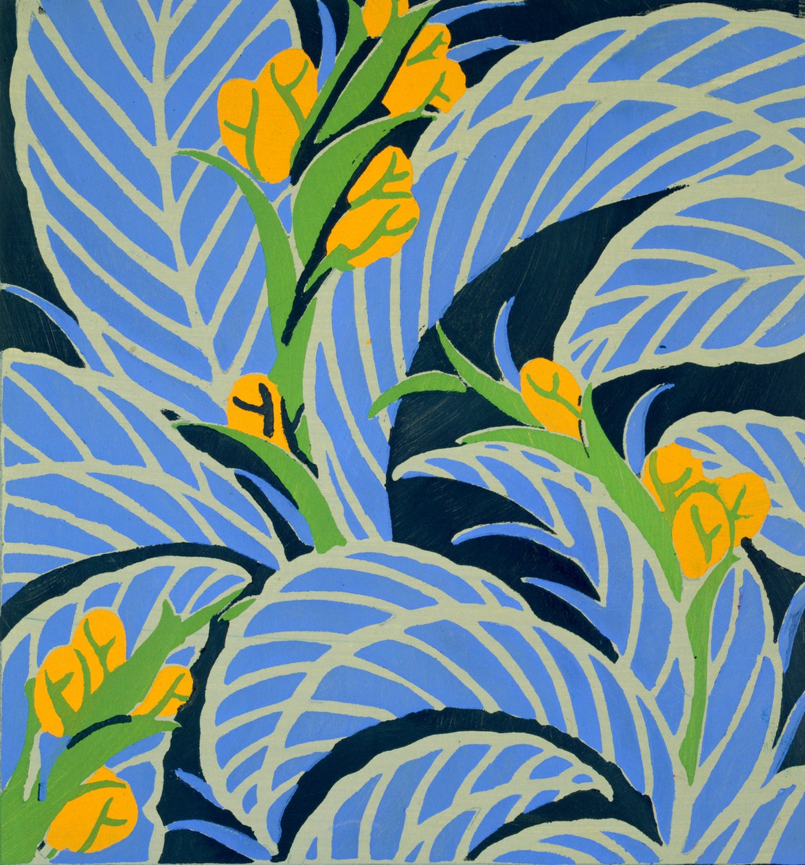 Blomster og løv, ca. 1925 (pochoir-tryk) af Émile Allain Séguy