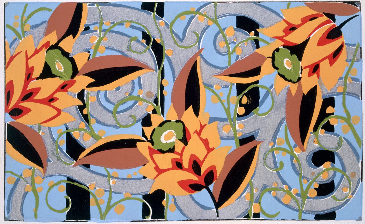 Blomster og løv, ca. 1925 (pochoir-tryk) af Émile Allain Séguy
