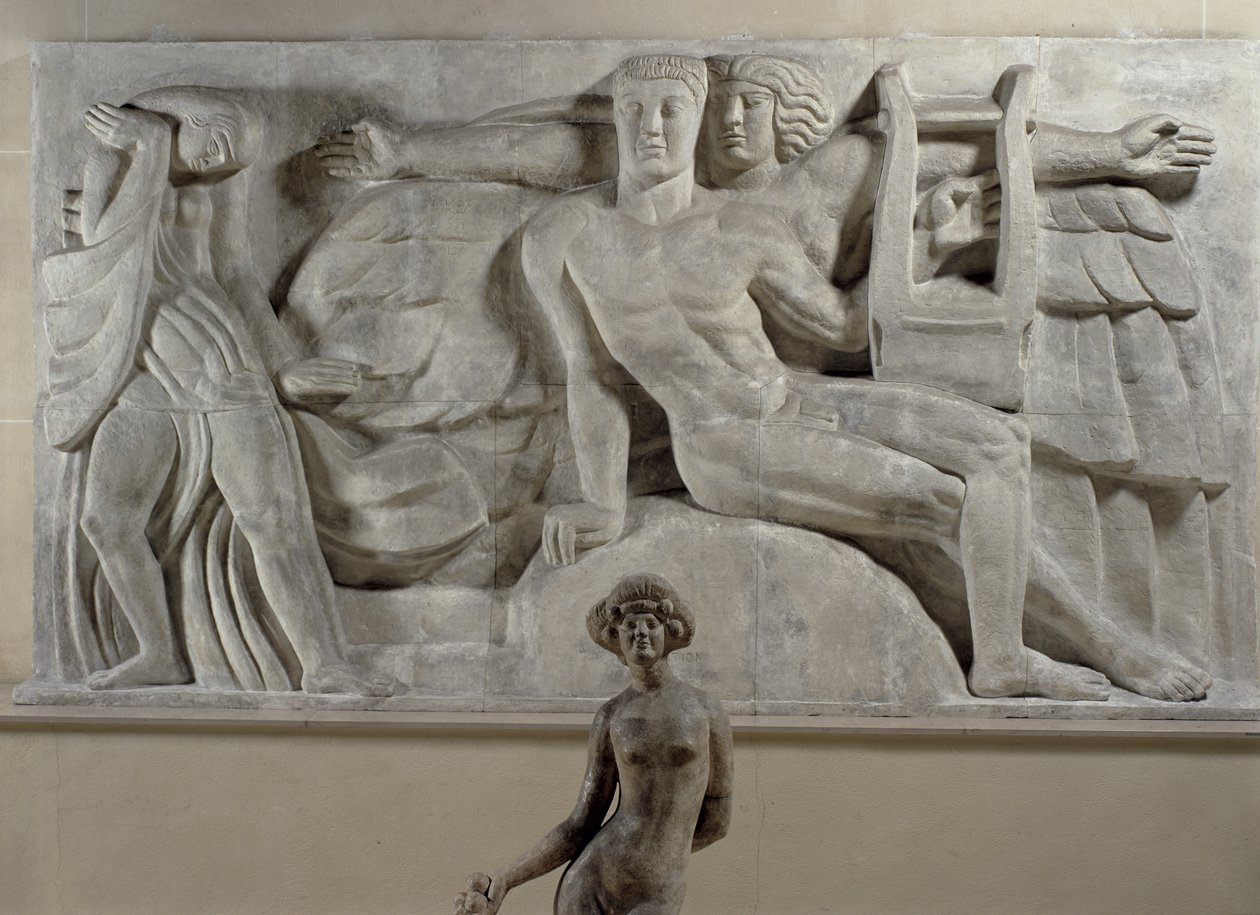 Apollo i meditation med en muse, 1912 af Emile Antoine Bourdelle