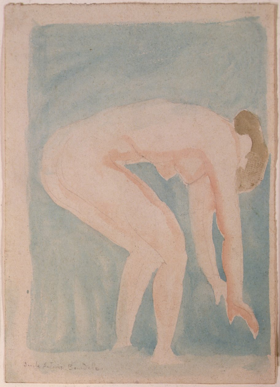 Studie af en nøgen (akvarel) af Emile Antoine Bourdelle