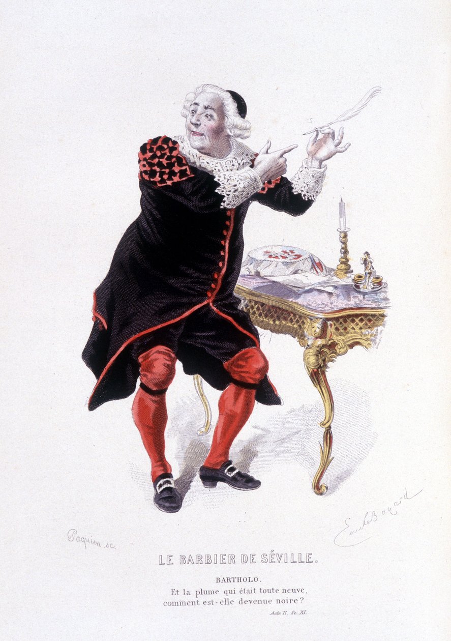 Bartholo i Barberen i Sevilla i Ovre complet de Beaumarchais (1732-1799) af Edouard Fournier, red. Laplace, Sanchez et Cie, Paris 1876 (gravering) Her Bartholo i Barberen i Sevilla af Emile Antoine Bayard