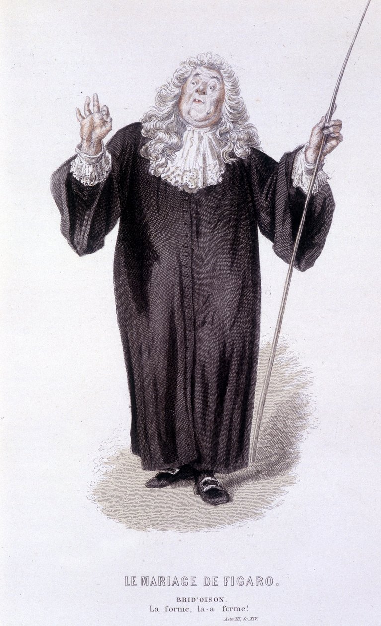 Komplet værk af Beaumarchais (1732-1799) af Edouard Fournier. tegning af Emile Bayard. Ed. Laplace, Sanchez et Cie, Paris 1876. Dette er Brid