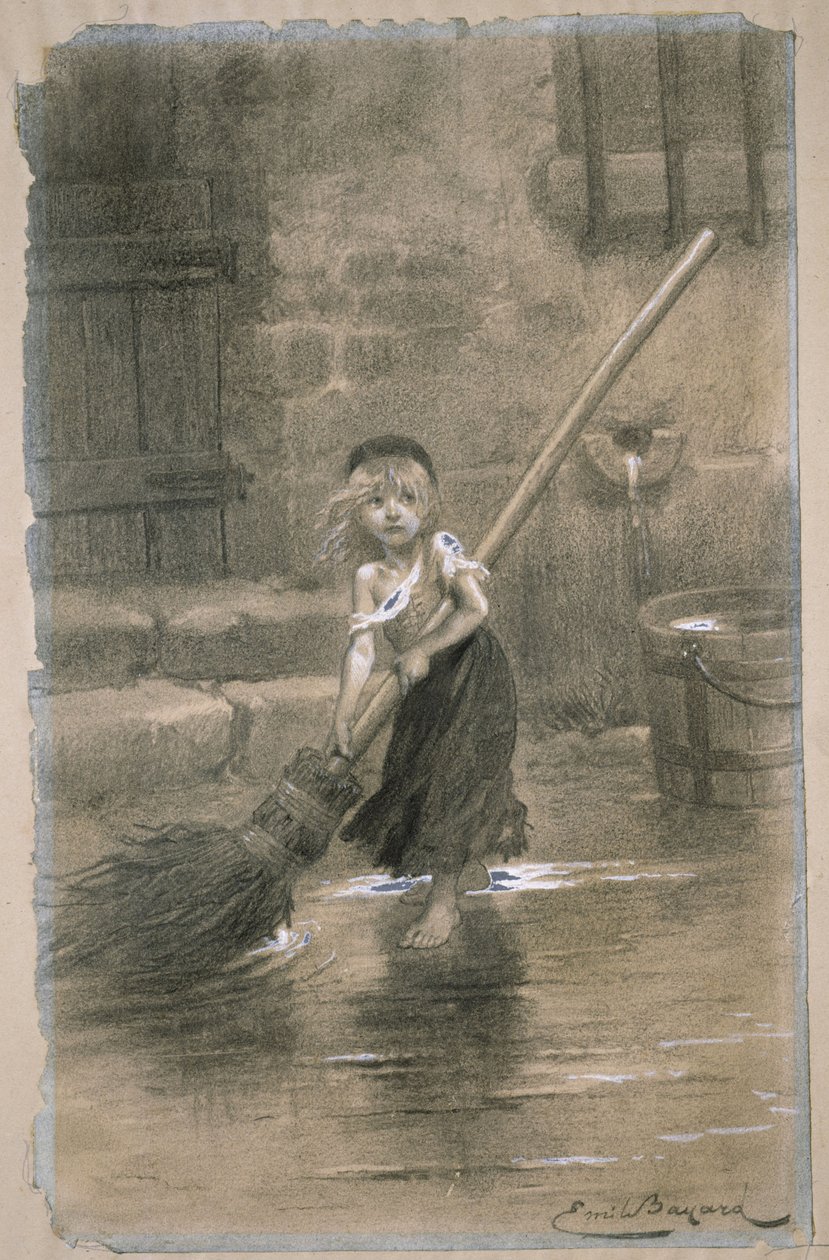 Cosette. Illustration fra Les Misérables af Victor Hugo, 1862 af Emile Antoine Bayard