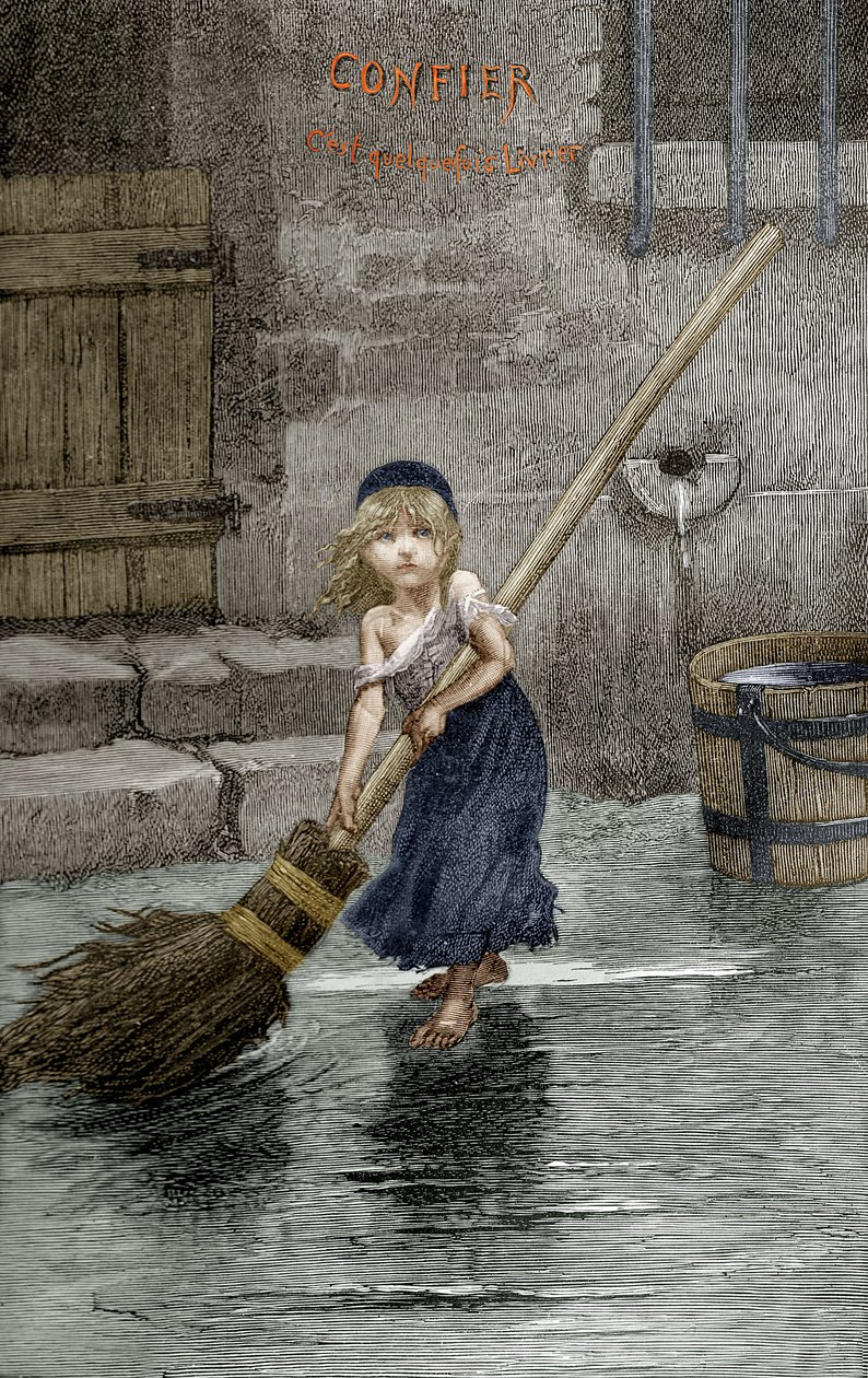 Cosette, illustration fra "Les Miserables" af Victor Hugo, 1862 af Emile Antoine Bayard