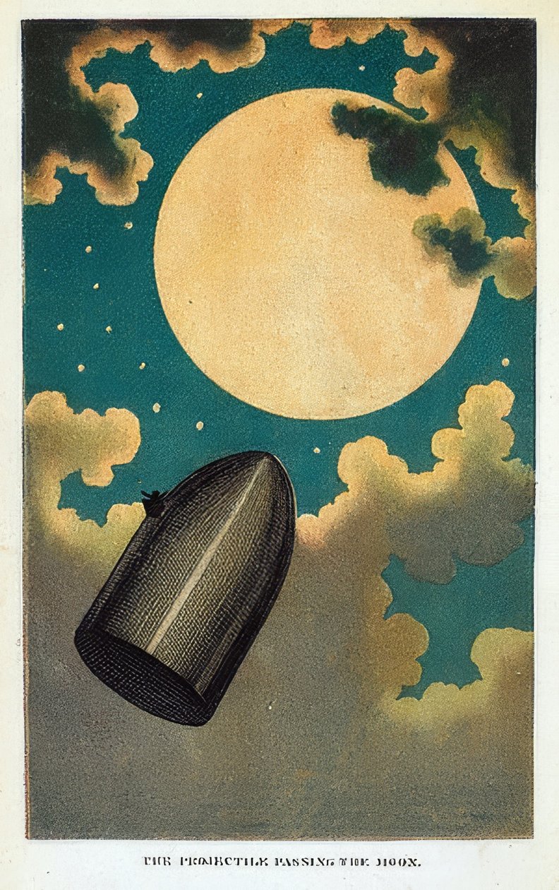 Illustration til bogen From Earth to the Moon af Jules Verne. 1877 af Emile Antoine Bayard