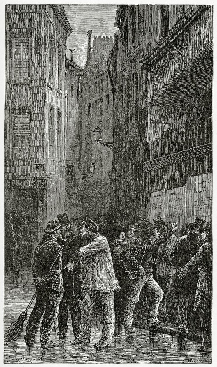 Les Affiches - illustration fra A Crime Story, 19th Century (bw-gravering) af Emile Antoine Bayard