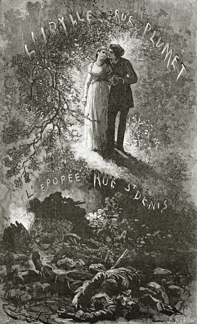 Marius og Cosette, 1800-tallet (bw-gravering) af Emile Antoine Bayard