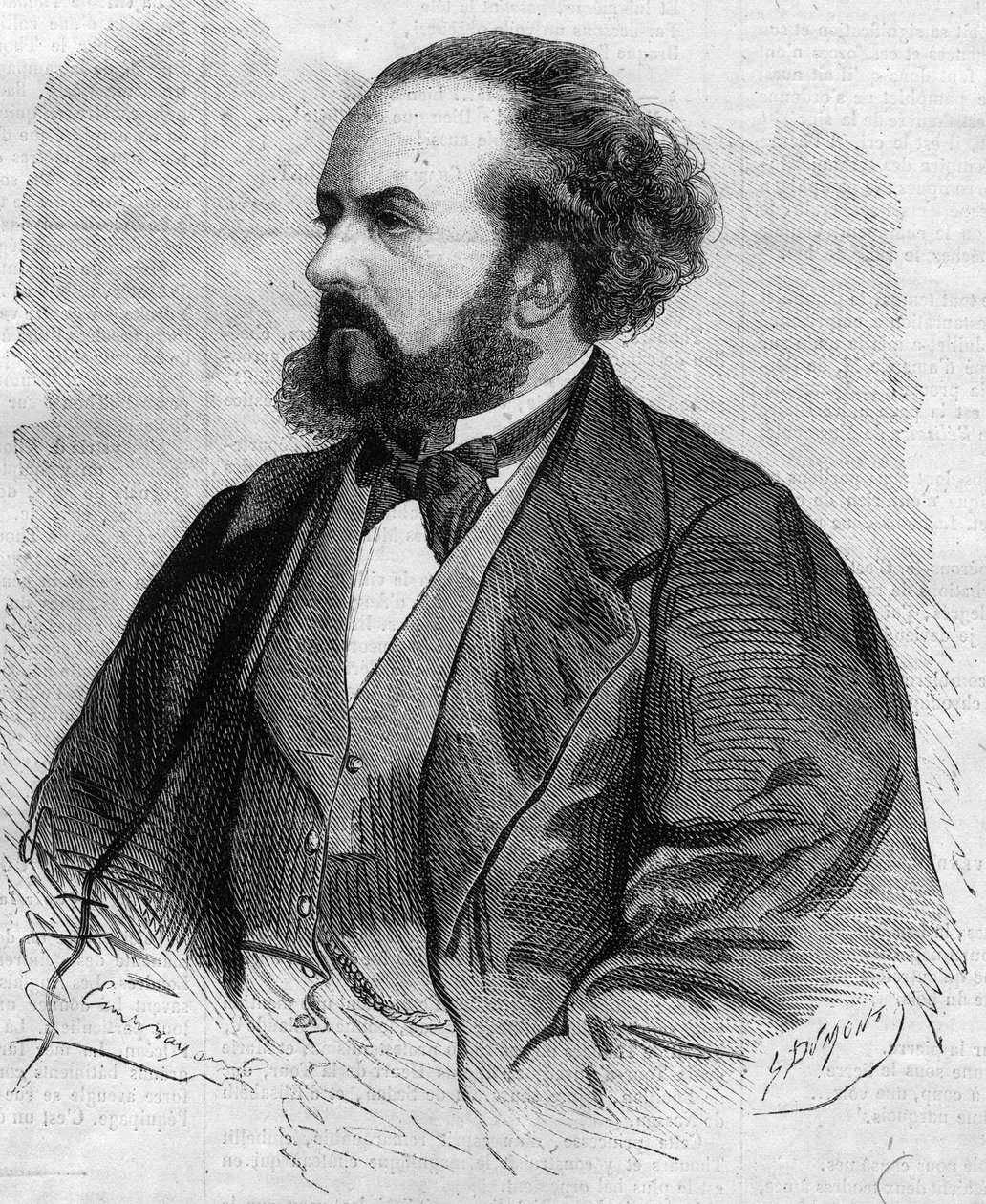 Portræt af Gustave Hippolyte (Gustave-Hippolyte) Roger (1815-1879), fransk tenor - tegning af Emile Bayard af Emile Antoine Bayard