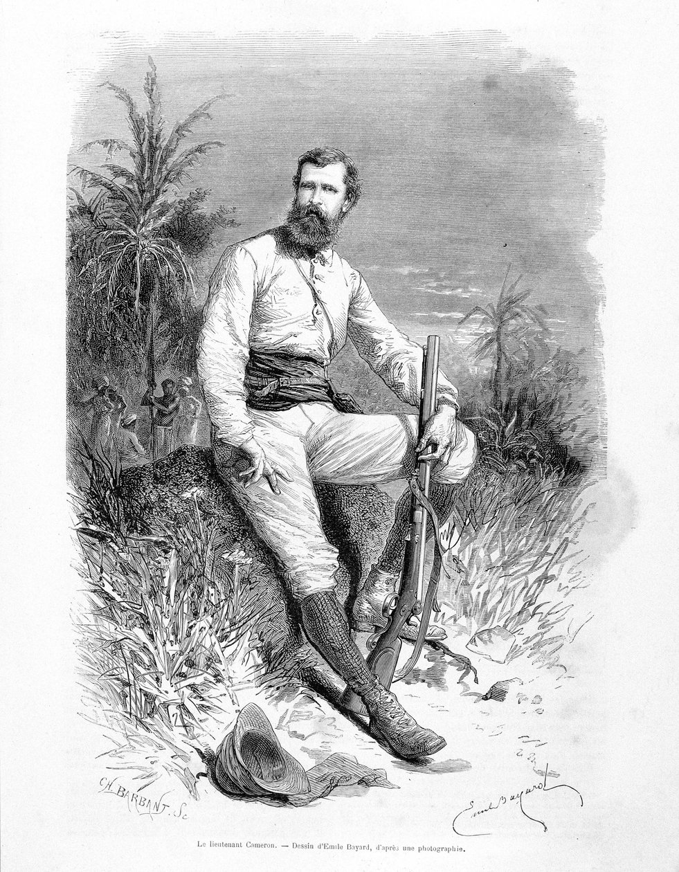 Portræt af den britiske løjtnant og opdagelsesrejsende Verney Lovett Cameron (1844-1894) af Emile Antoine Bayard