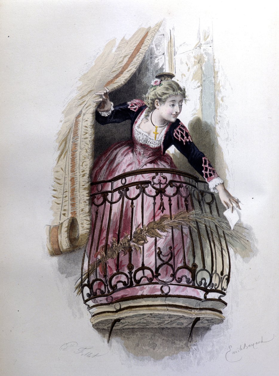Rosine, karakter af Barberen i Sevilla de Beaumarchais (1732 - 1799) skabt i 1773. Illustration af Emile Bayard. af Emile Antoine Bayard