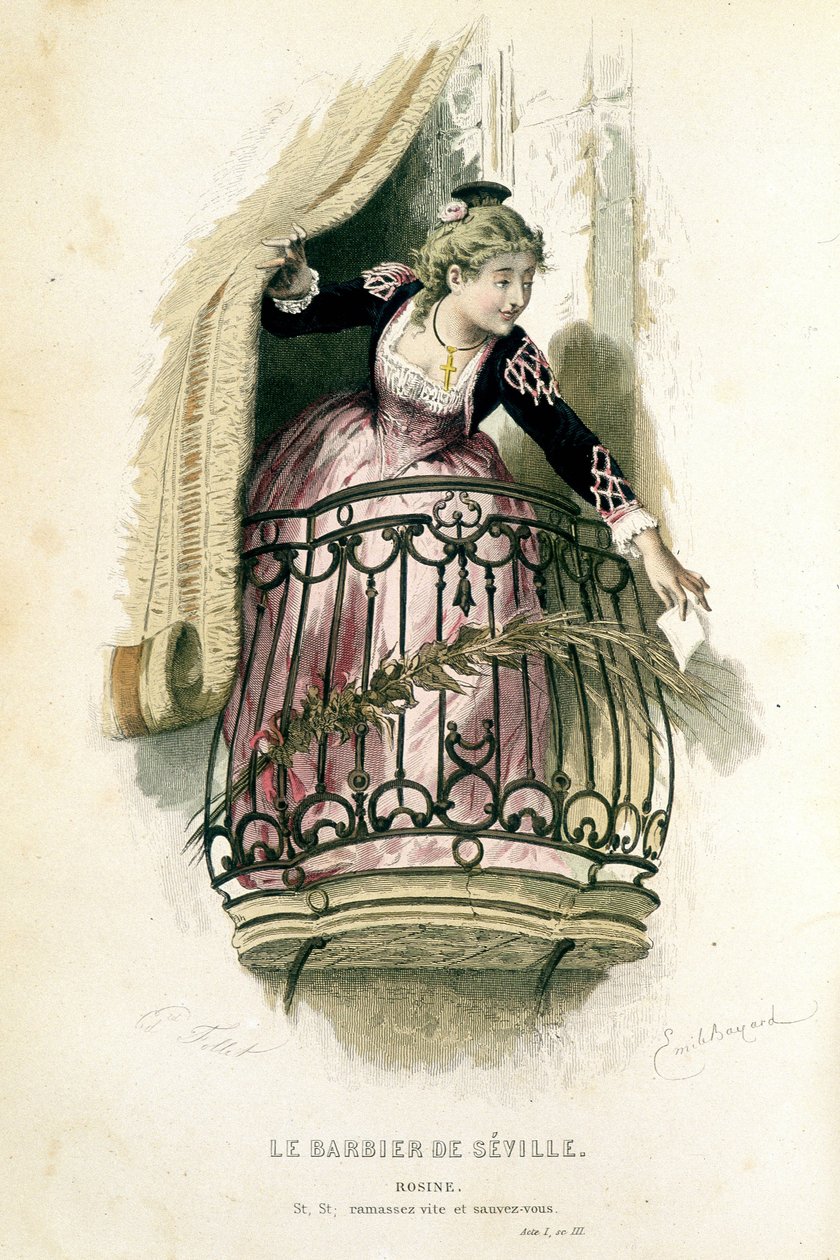 Rosine i “” Le barbier de Seville ”” - i “” Complete works of Beaumarchais ””, tegninger af Emile Bayard, red. Laplace Sanchez & cie, Paris af Emile Antoine Bayard