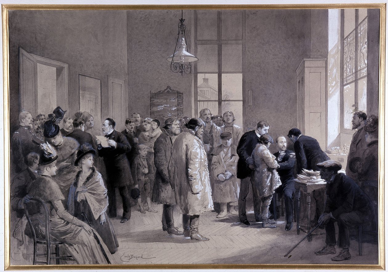 Scener af podning i normalskolens laboratorium i 1886 (tegning) af Emile Antoine Bayard