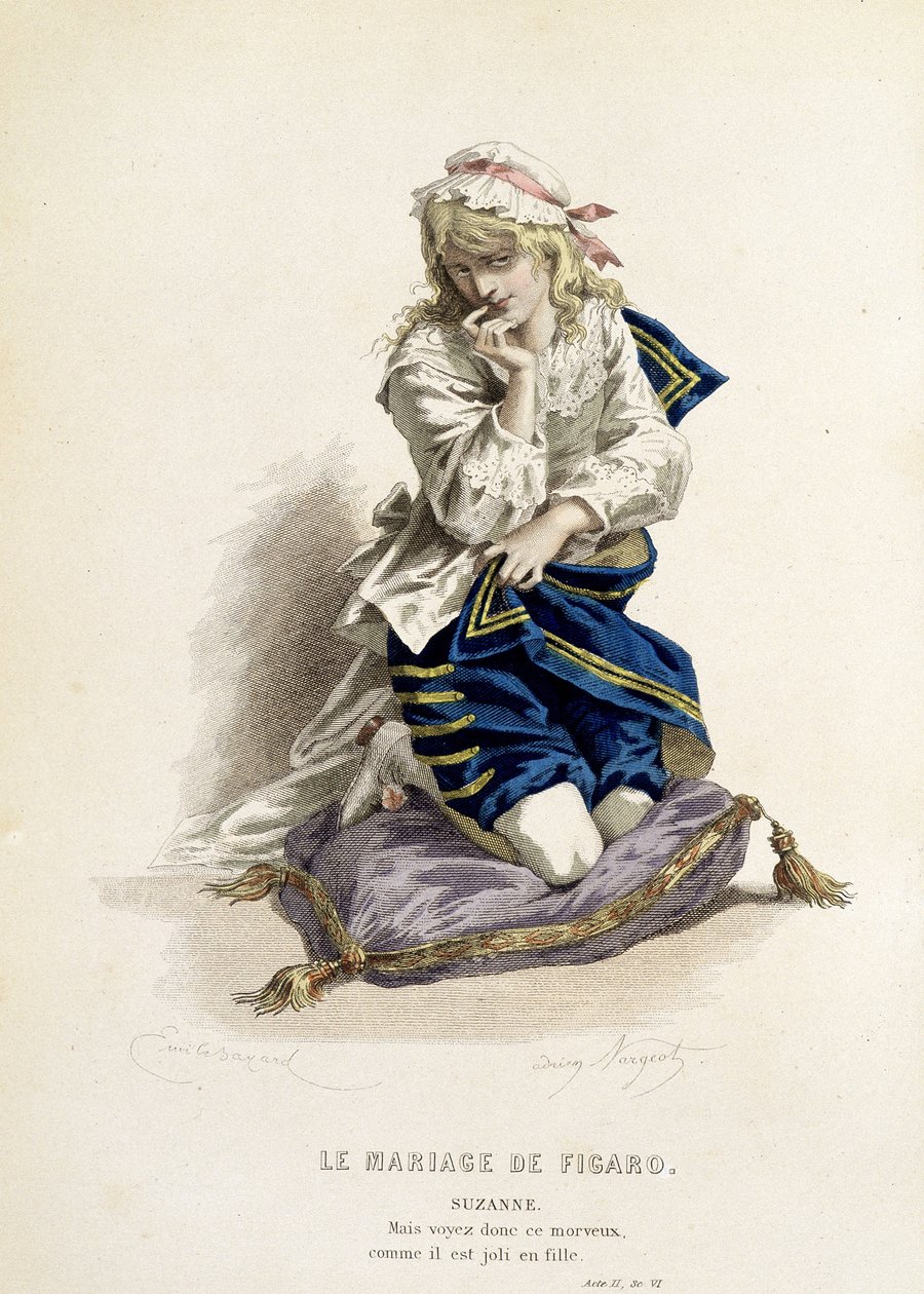 Suzanne i "" The Marriage of Figaro"" - i "" Complete Works of Beaumarchais"", tegninger af Emile Bayard, red. Laplace Sanchez & cie, Paris af Emile Antoine Bayard