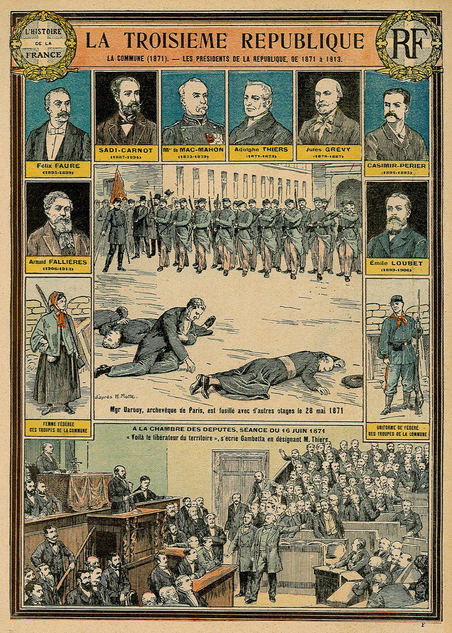Den Tredje Republik og dens præsidenter fra 1871 til 1913 - Kommunen i 1871 - Monsignor Darbois, Archeveque of Paris, blev henrettet, skudt med andre gidsler den 28. maj 1871 - mødet den 16. juni 1871 i Deputerethuset: "Her er befrier af af Emile Antoine Bayard