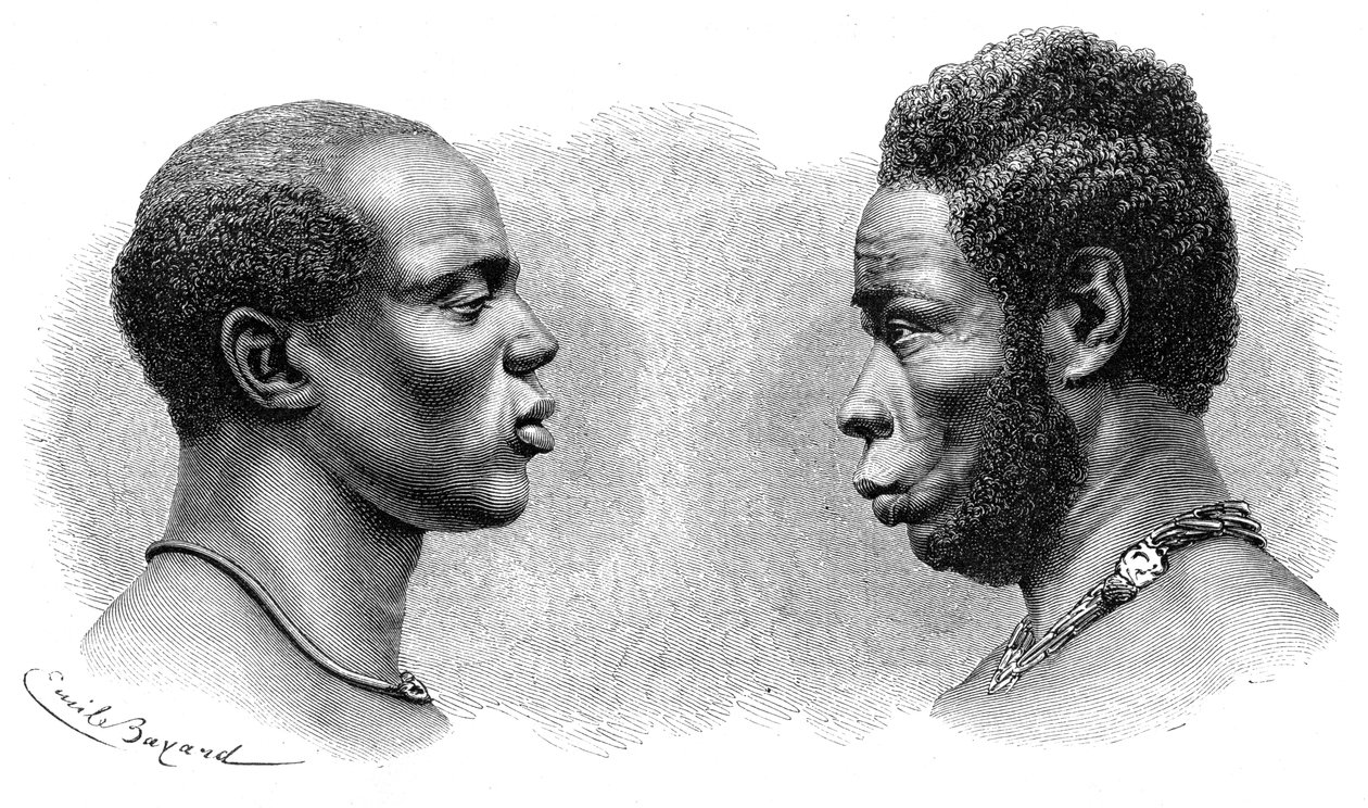 To mænd fra Fransk Guinea, c1850-1890. af Emile Antoine Bayard