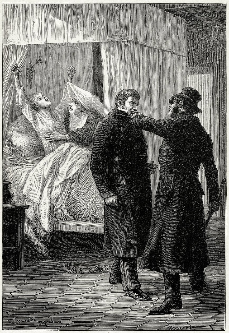 Victor Hugo "" Les Miserables"": Jean Valjean, der blev rig under navnet Monsieur Madeleine, har det godt omkring ham. Men hans fjende politiinspektør Javert mistænker hans identitet og ender med at arrestere ham, mens Fantine (Cosettes mor) dør. Val af Emile Antoine Bayard