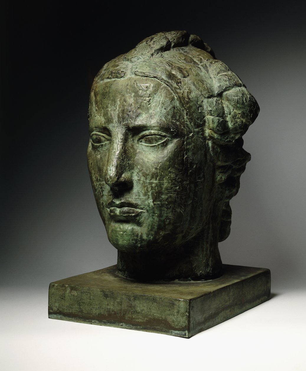 Leder af Liberty; Tete de Liberte, ca. 1914 (bronze med grøn patina) af Emile Antoine Bourdelle