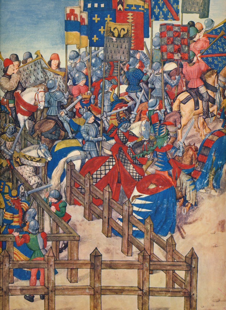 Slutningen af turneringen i Brugge, 11. marts 1392, c1400-tallet, 1937. af Emile Aurele van Moe