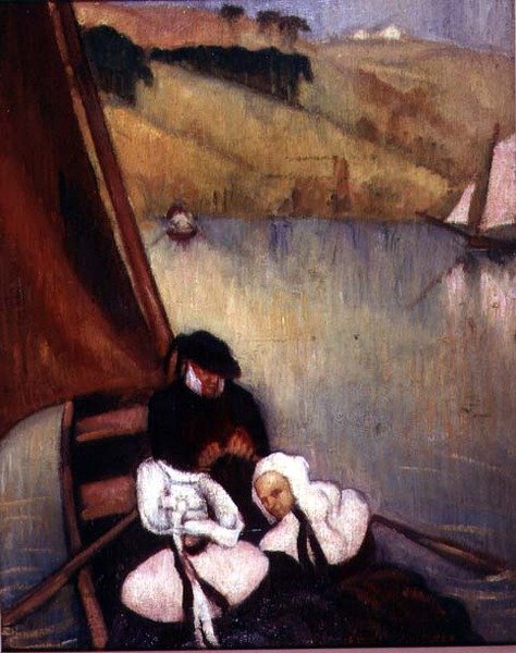 Bretonske kvinder i en færge, ca. 1900 (olie på lærred) af Emile Bernard