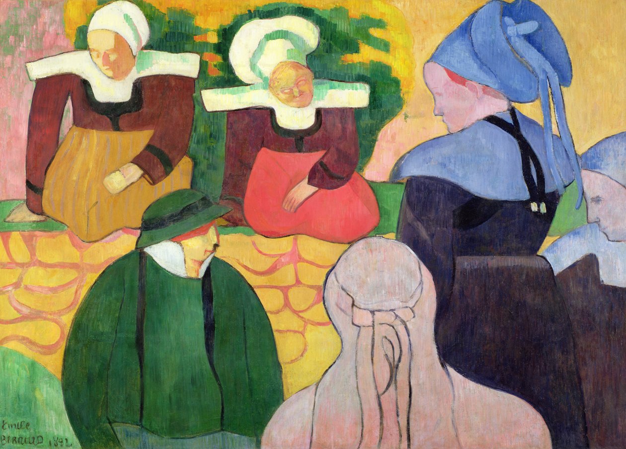Bretonske kvinder på en mur af Emile Bernard