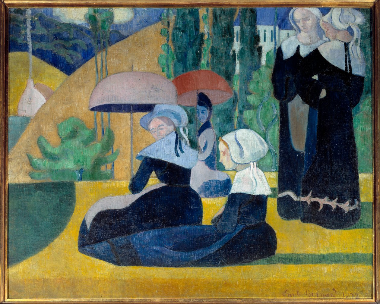 Bretoner med paraplyer af Emile Bernard