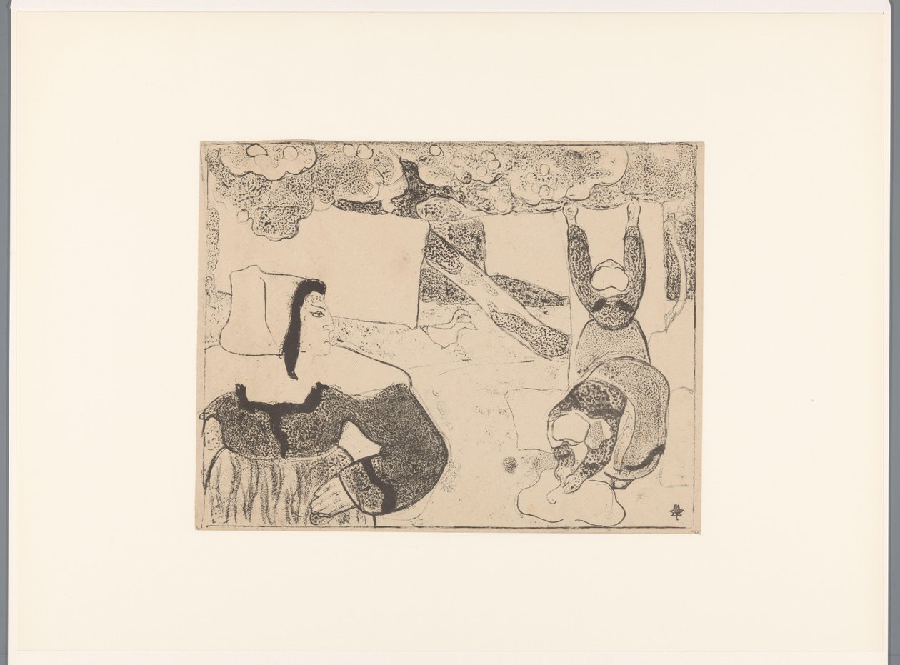 Tre bretonske kvinder hænger vasketøjet op Le linge Bretonske kvinder (serietitel) Bretonnes (serietitel) af Emile Bernard