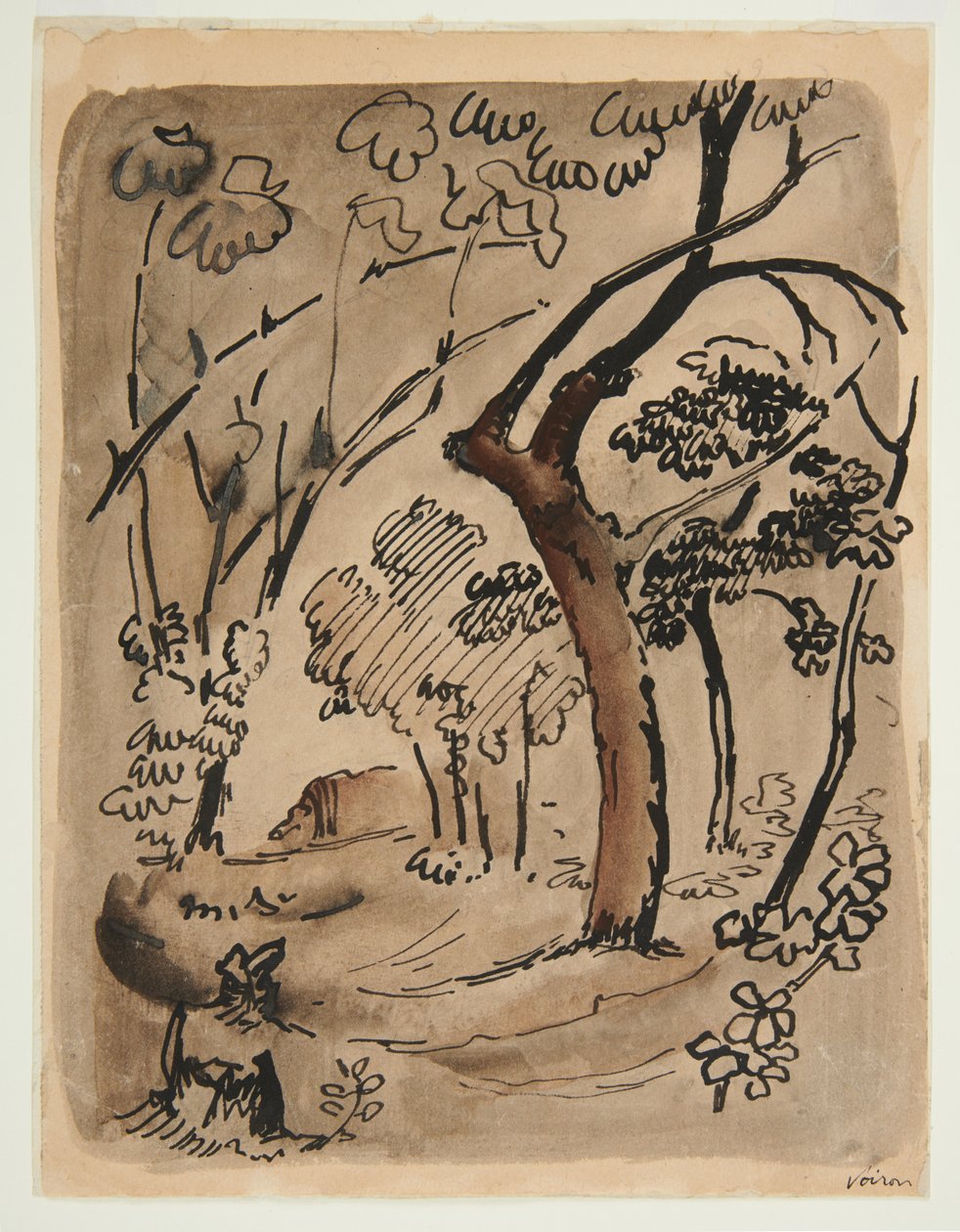Landskab med træer, ca. 1890-95 (pen  blæk på papir) af Emile Bernard