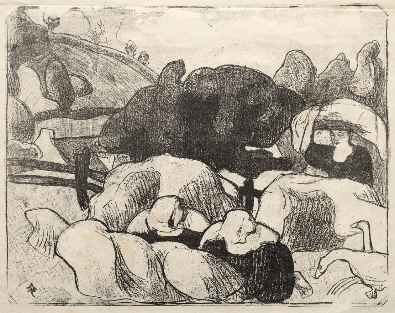 Bretonneries: Breton Women Making Haystacks (Bretonnes laver hø) af Emile Bernard