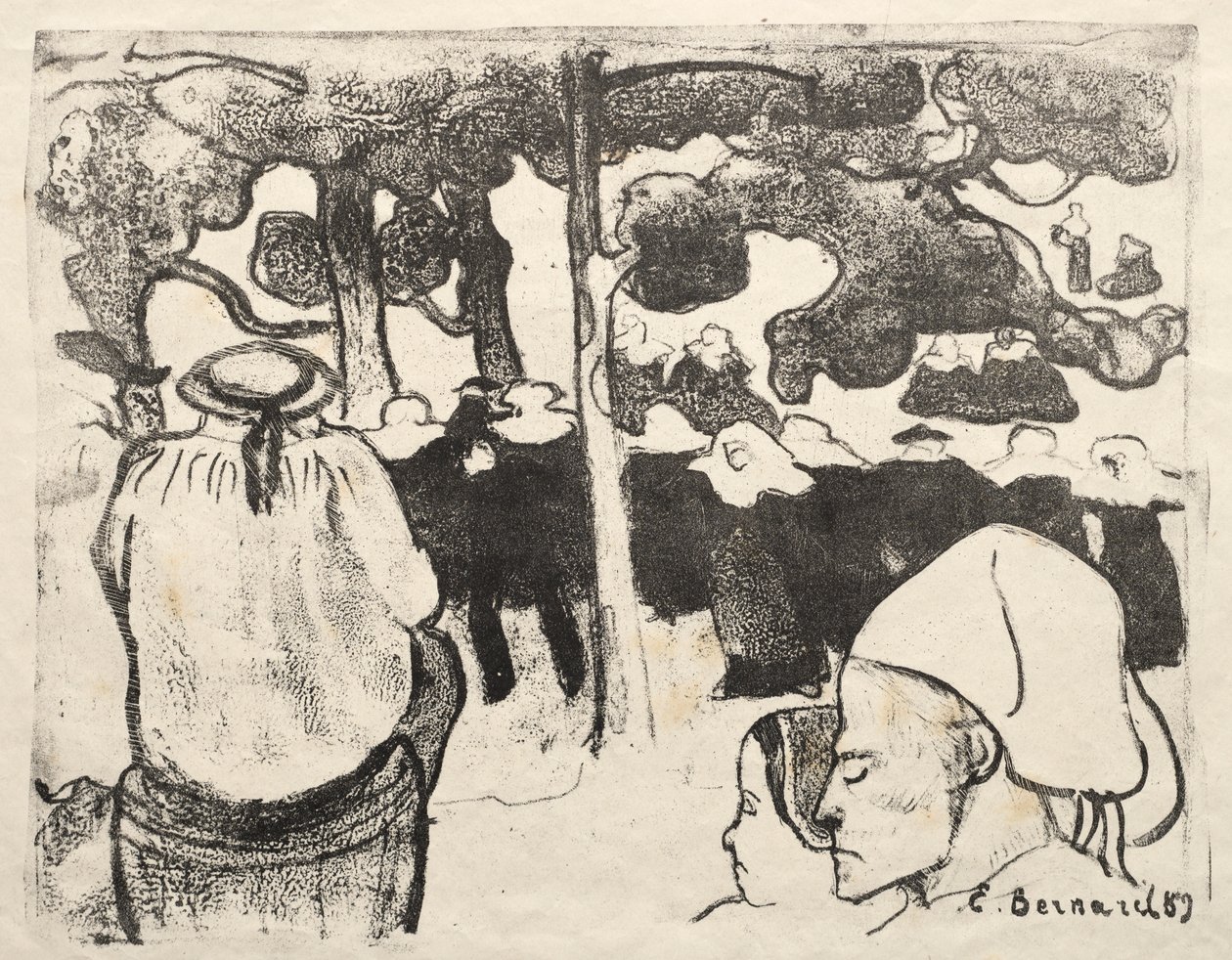 Les Bretonneries: Bryllup i Bretagne (La Noce en Bretange) af Emile Bernard