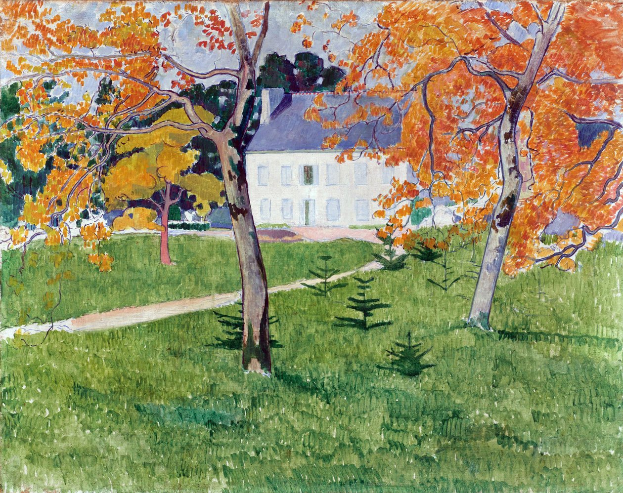 Huset blandt træerne - Maleri af Emile Bernard (1868-1941), olie på lærred af Emile Bernard