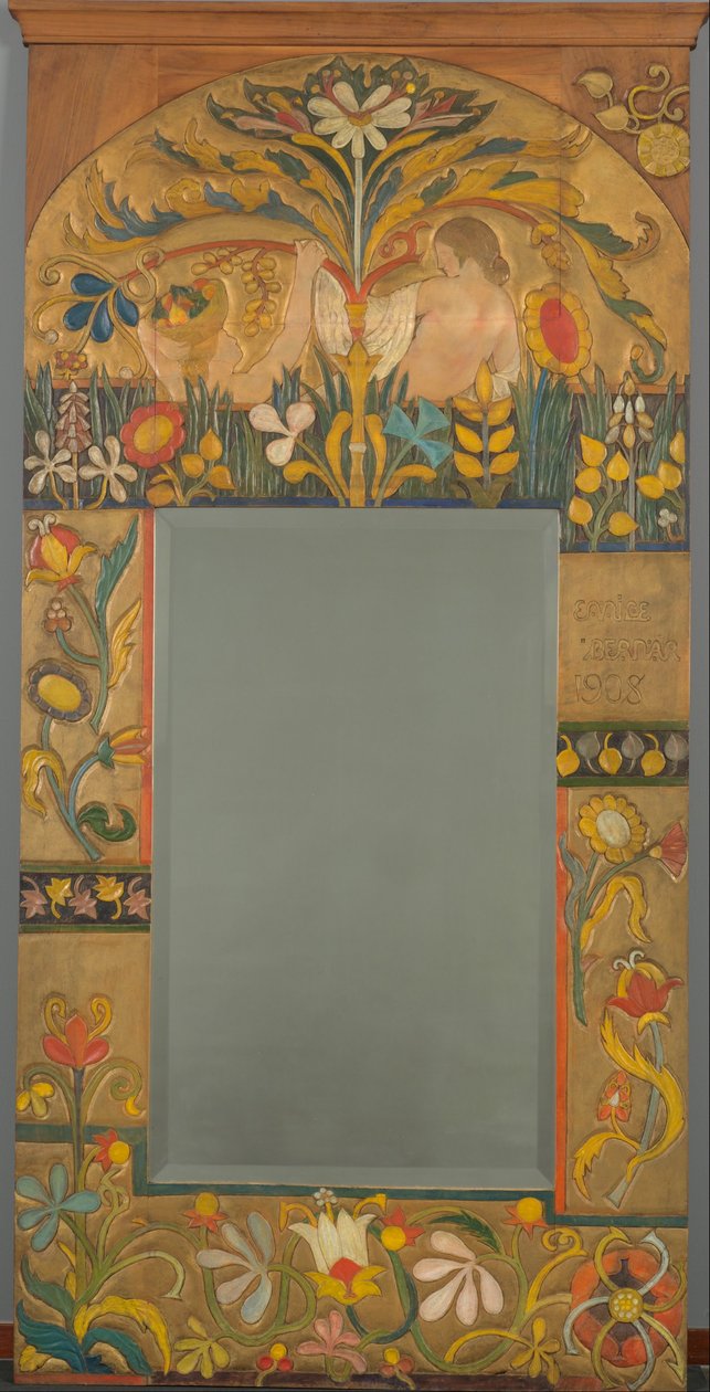 Spejlramme dekoreret med planter, blomster og to kvindefigurer af Emile Bernard