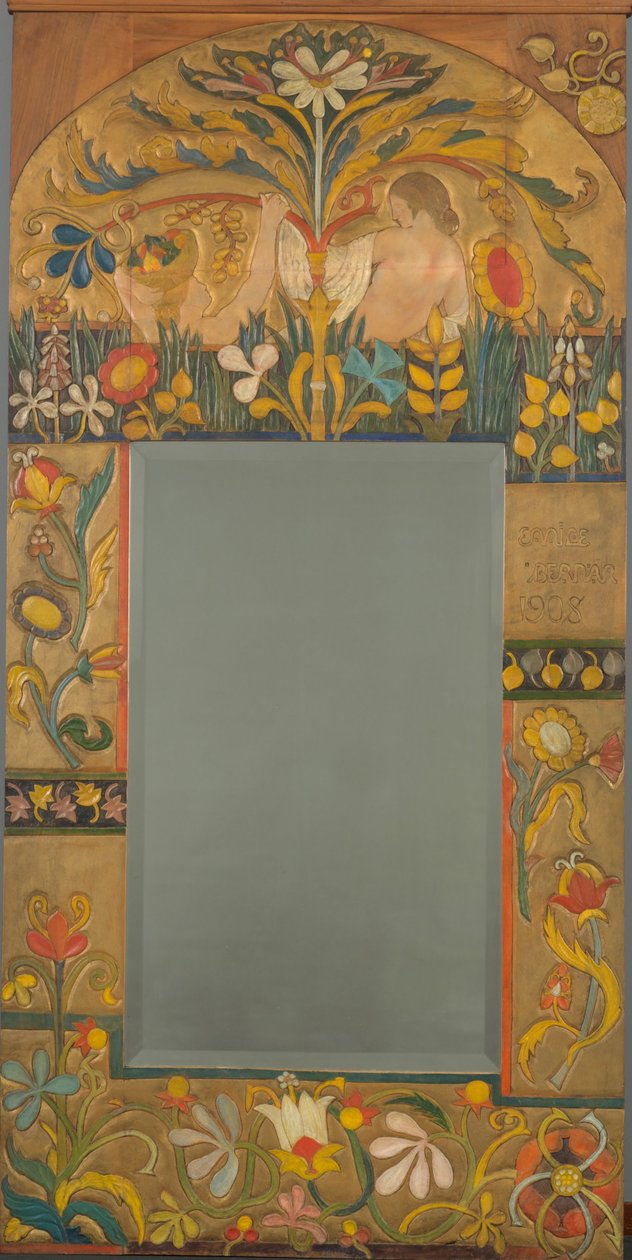 Spejlramme dekoreret med planter, blomster og to kvindefigurer, 1908 af Emile Bernard