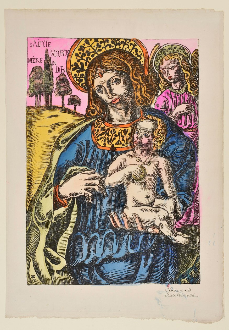 Sainte Marie Mutter Gottes: Die Jungfrau und der Engel mit Nimbus af Emile Bernard