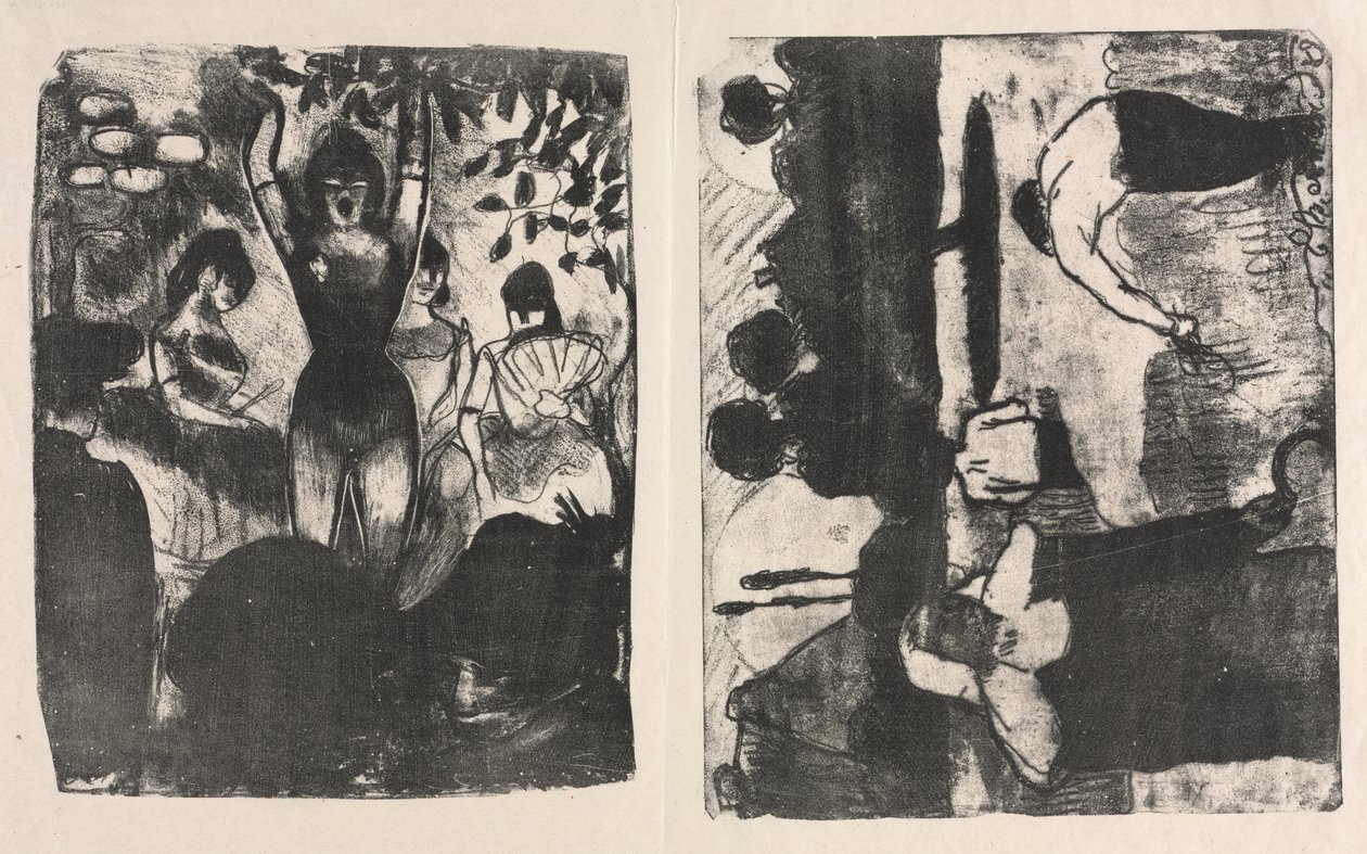 Sanger ved Café-Koncerten og The Harvesters (Les Moissonneurs) af Emile Bernard