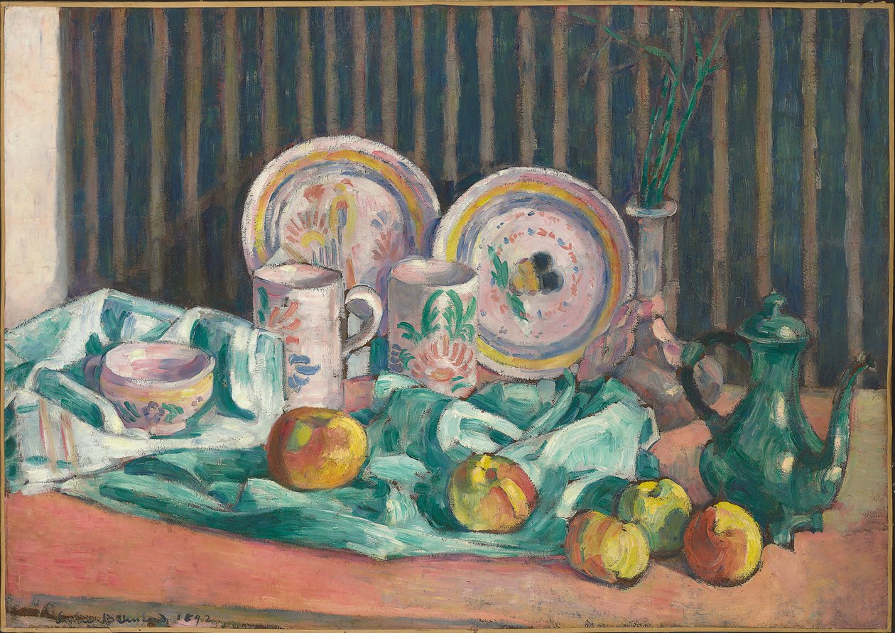 Stilleben med æbler og frugtfade, ca. 1906 af Emile Bernard