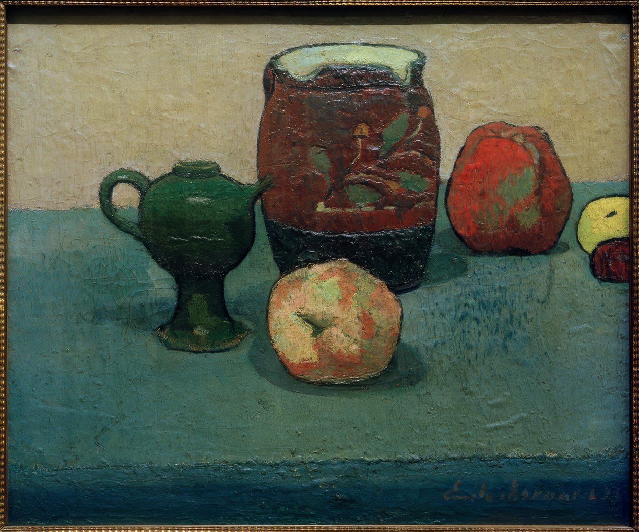Stilleben med et ølkrus og æbler af Emile Bernard