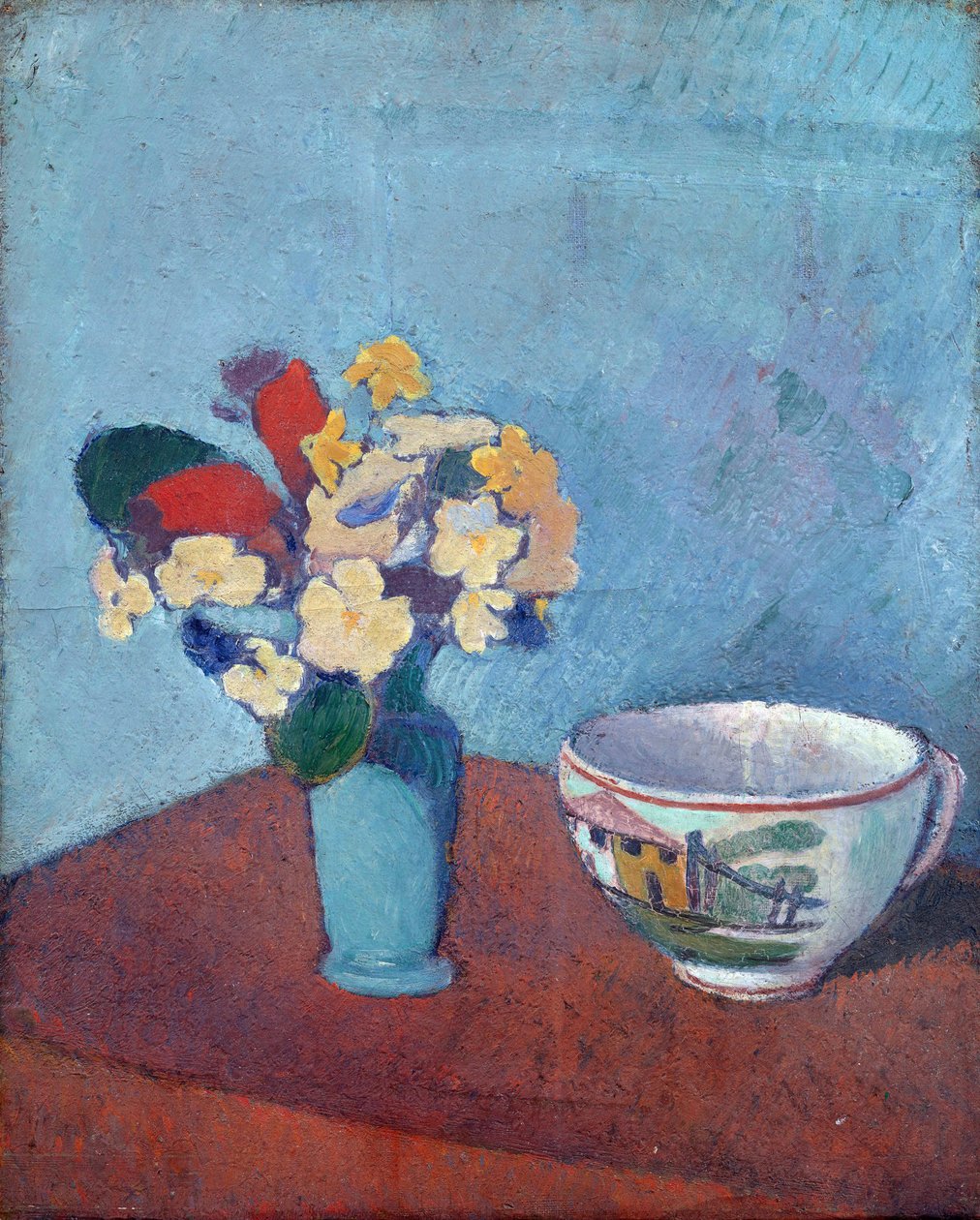 Vase med blomster og kop - Maleri af Emile Bernard (1868-1941), olie på lærred af Emile Bernard