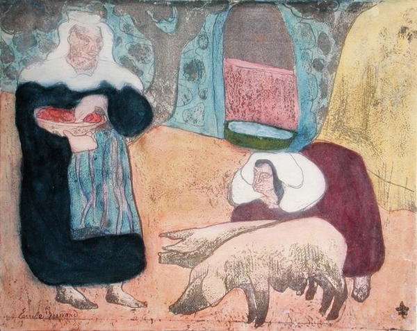 Kvinder med grise af Emile Bernard